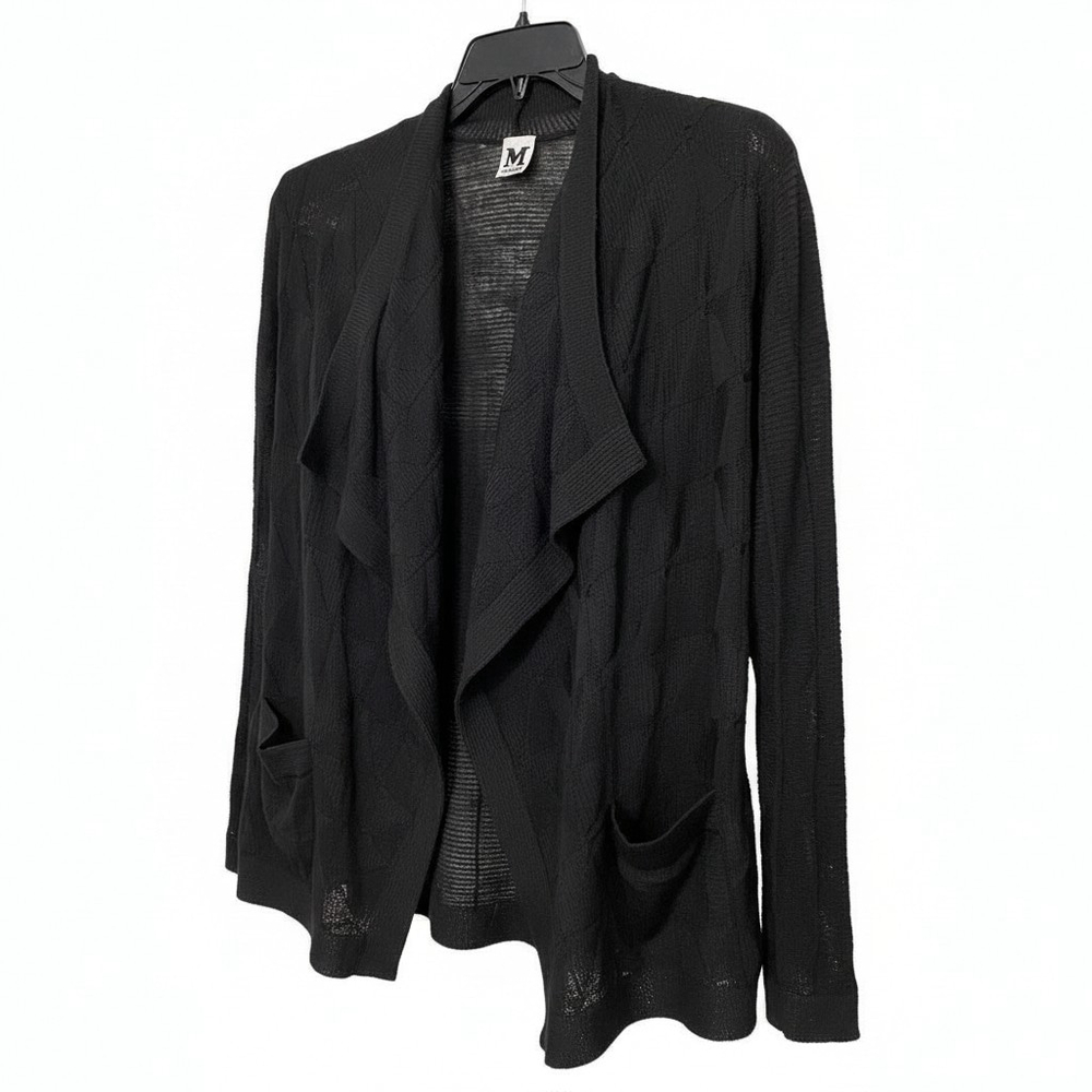 Women's Missoni Black Waterfall Open Front Draped Cardigan M/L (44)